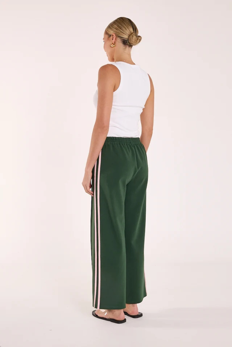 Noah Cropped Pant | Forest/ Pink Stripe