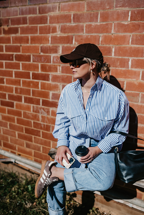 Riley Shirt | Navy & White Stripe