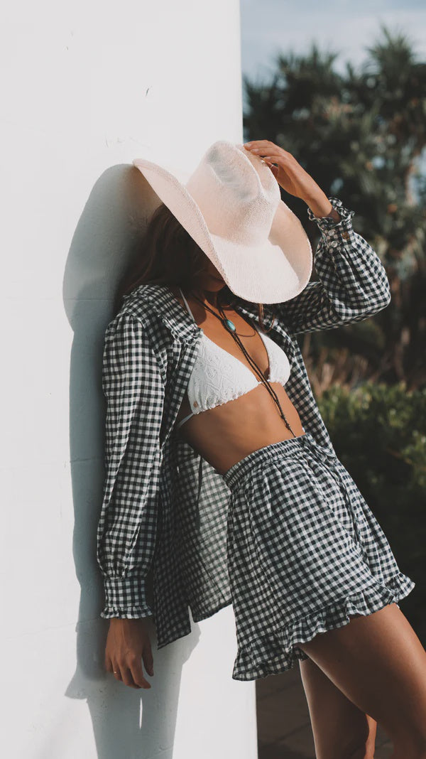 Peta Shirt | Navy/ Oat Check