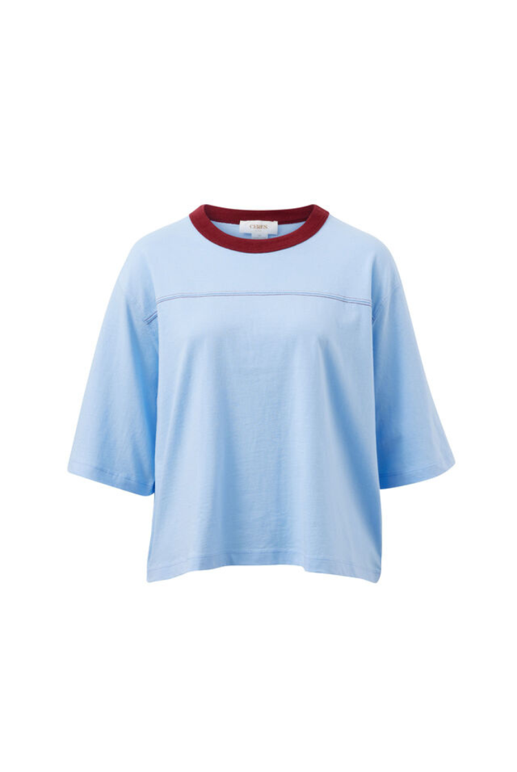 Devon Slouchy Seam Tee | China Blue