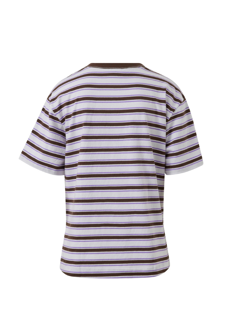 Stevie Slouchy Tee | Brunette/ Orchid stripe