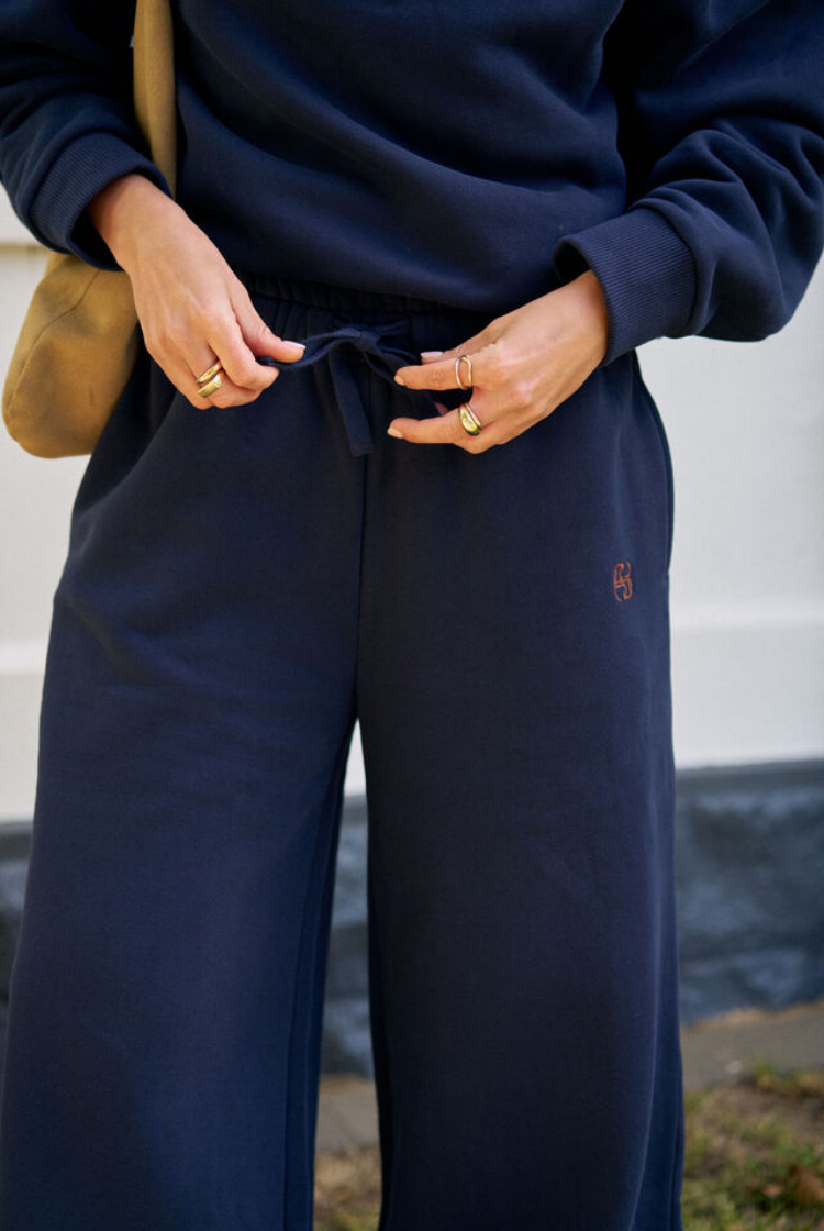 Ivy Wide Leg Trackpant | Heritage Navy