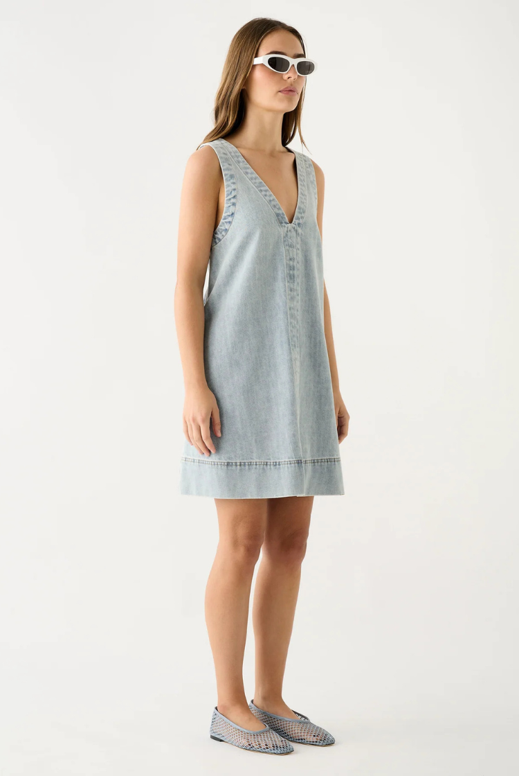 Bayview Denim Shift Dress | Ice Blue Denim