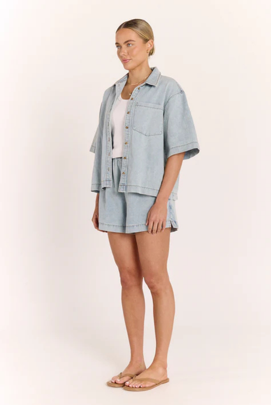 Arlo Cropped Shirt | Summer Blue