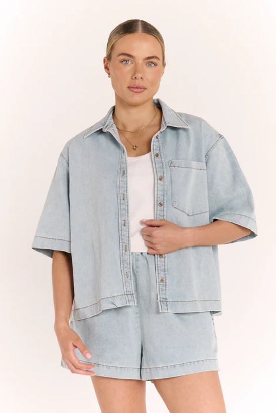 Arlo Cropped Shirt | Summer Blue