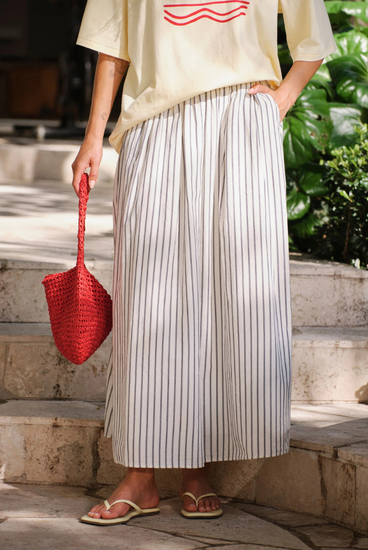 Florence Maxi Skirt | Winter White/ True Navy