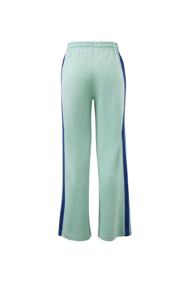 Gigi Wide Leg Terry Trackpant | Seafoam/ Polo Blue Side Stripe