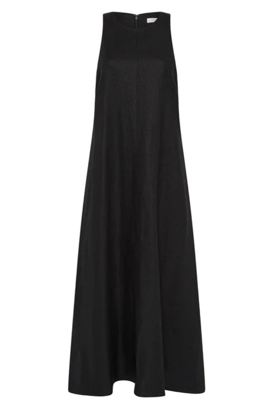 Desi Linen Maxi Dress | Black