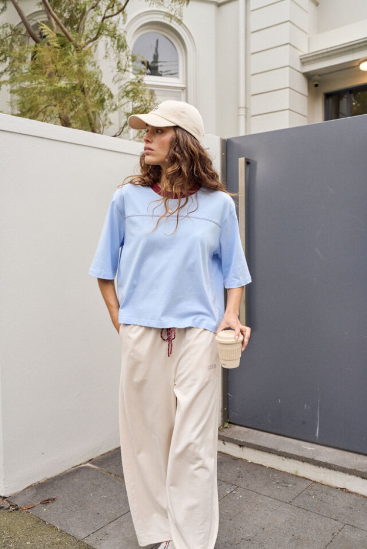 Devon Slouchy Seam Tee | China Blue