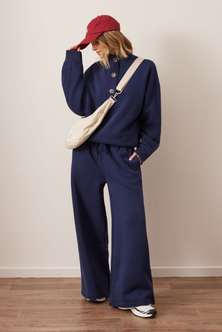 Ivy Wide Leg Trackpant | Heritage Navy