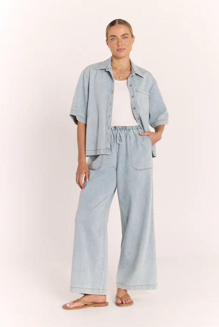 Arlo Cropped Shirt | Summer Blue