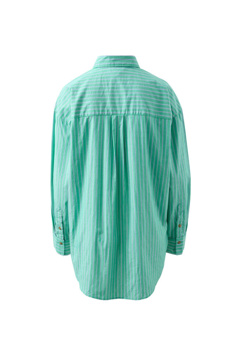 Peta Oversized Shirt | Zesty Green Triple Stripe