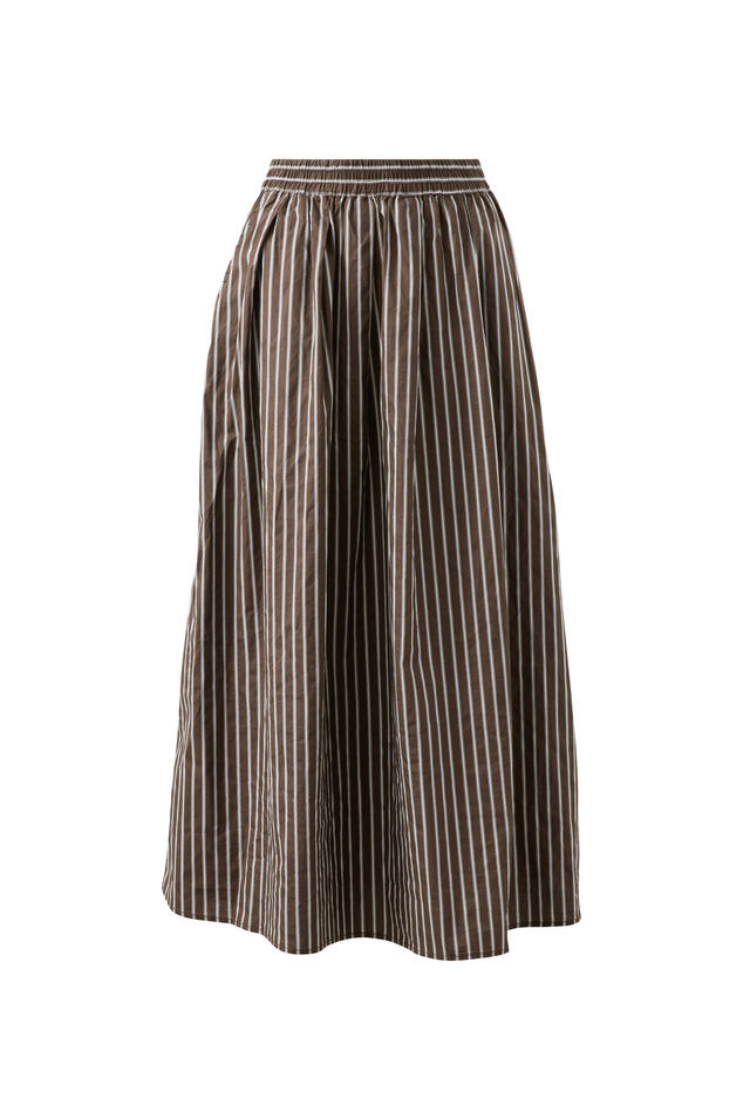 Florence Maxi Skirt | Chocolate/ White Stripe