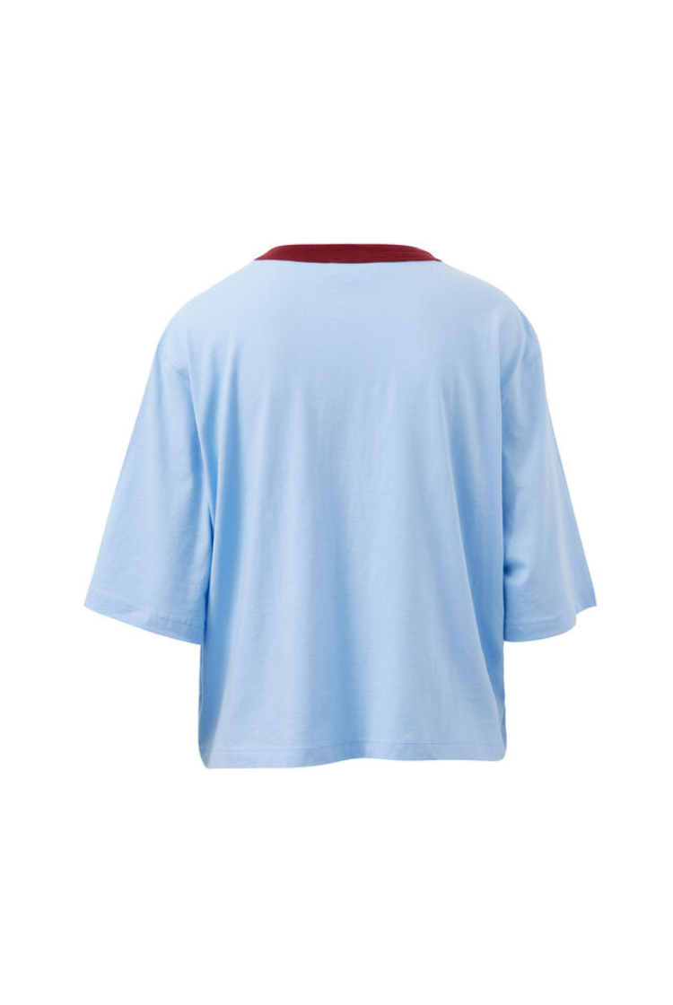 Devon Slouchy Seam Tee | China Blue