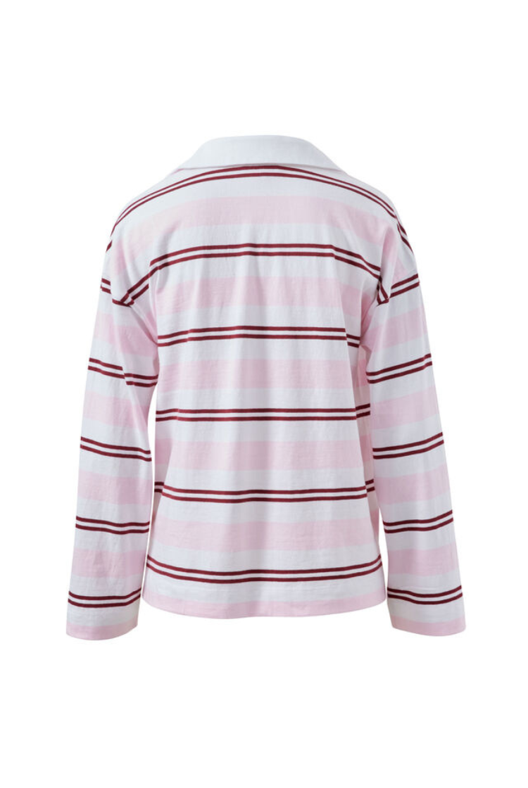 Shelby Slouchy Rugby Top | Sunfaded Pink/ Mulberry Stripe