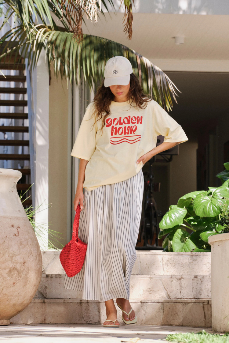 Florence Maxi Skirt | Winter White/ True Navy