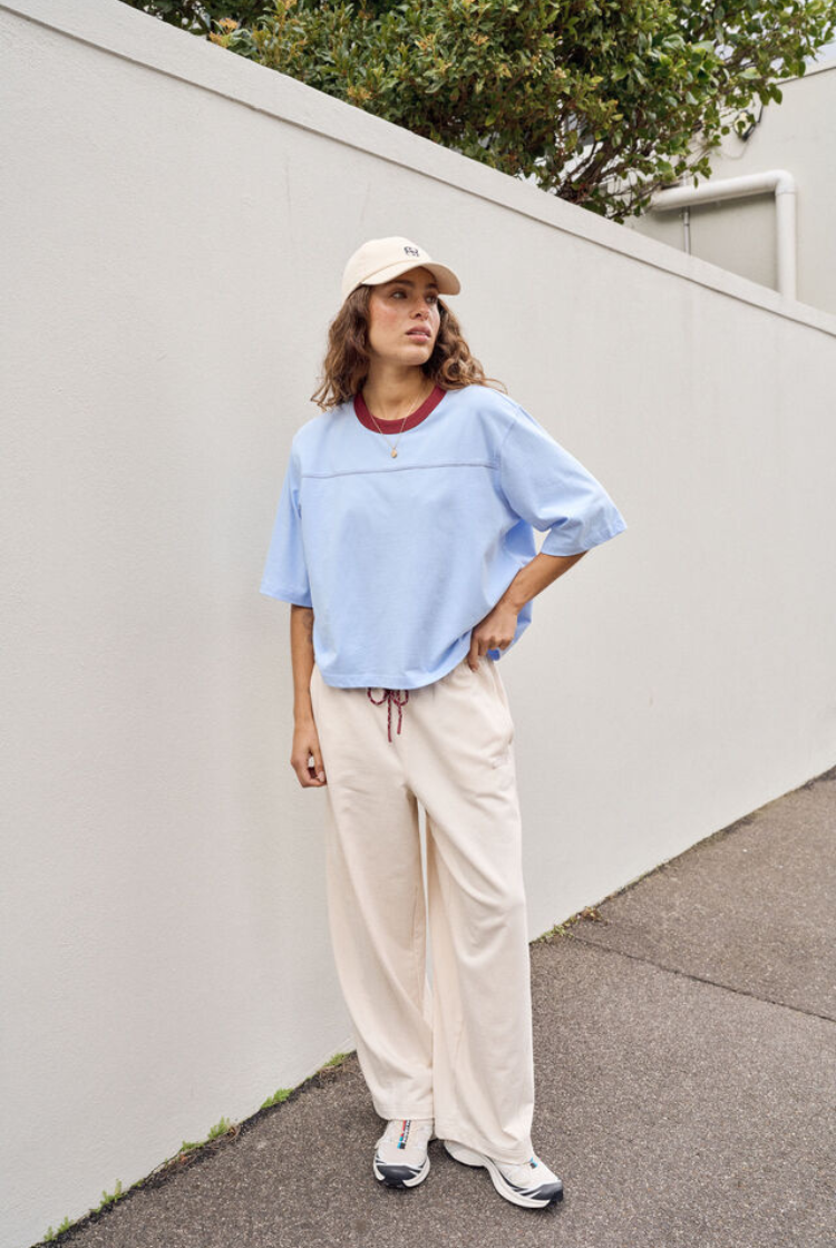 Devon Slouchy Seam Tee | China Blue