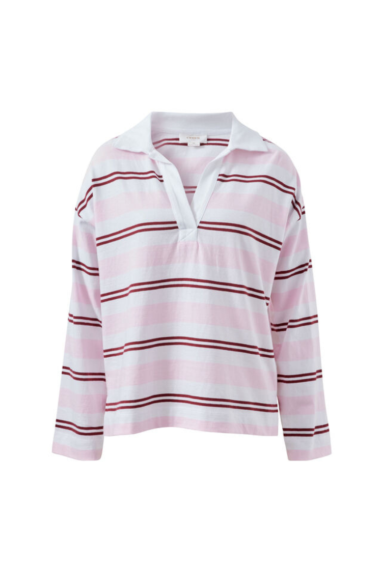 Shelby Slouchy Rugby Top | Sunfaded Pink/ Mulberry Stripe