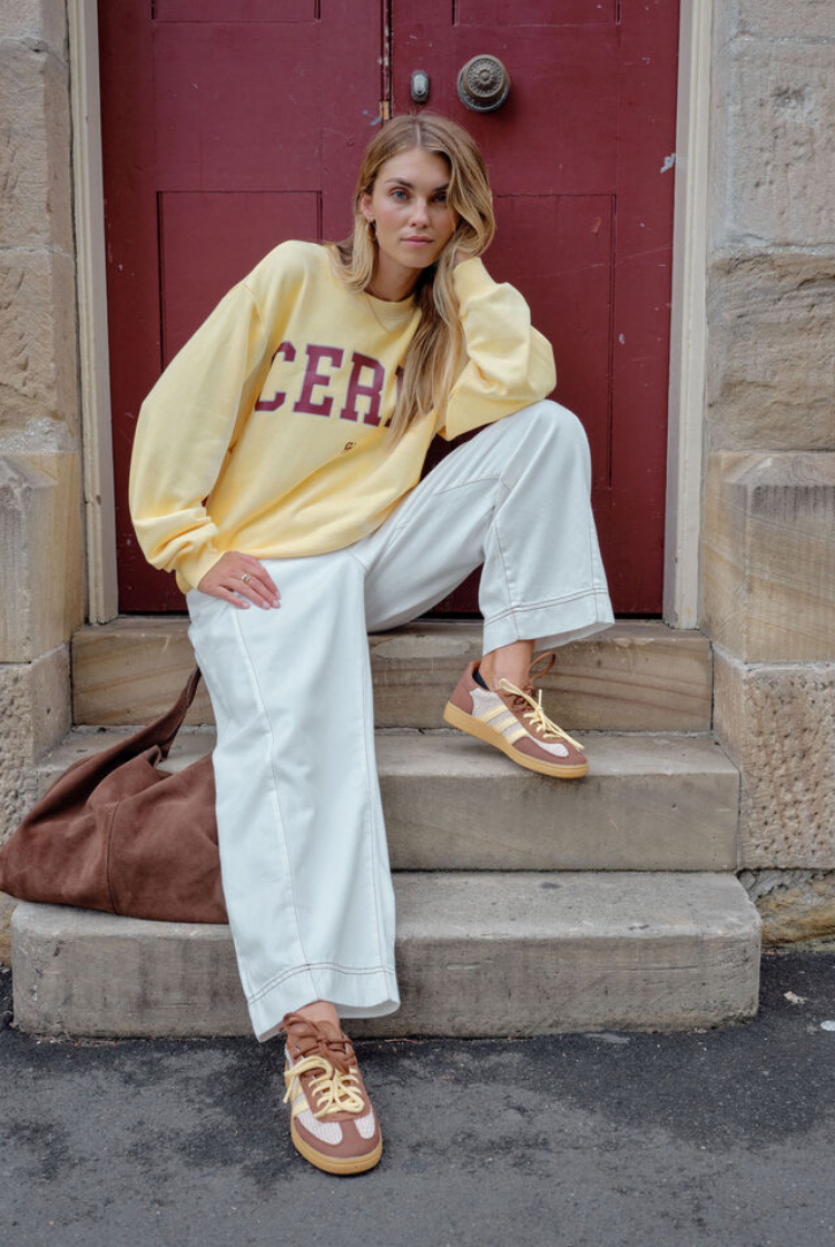 Isla Oversized Slouchy Crew | Butter Washed Burgundy Heritage Logo