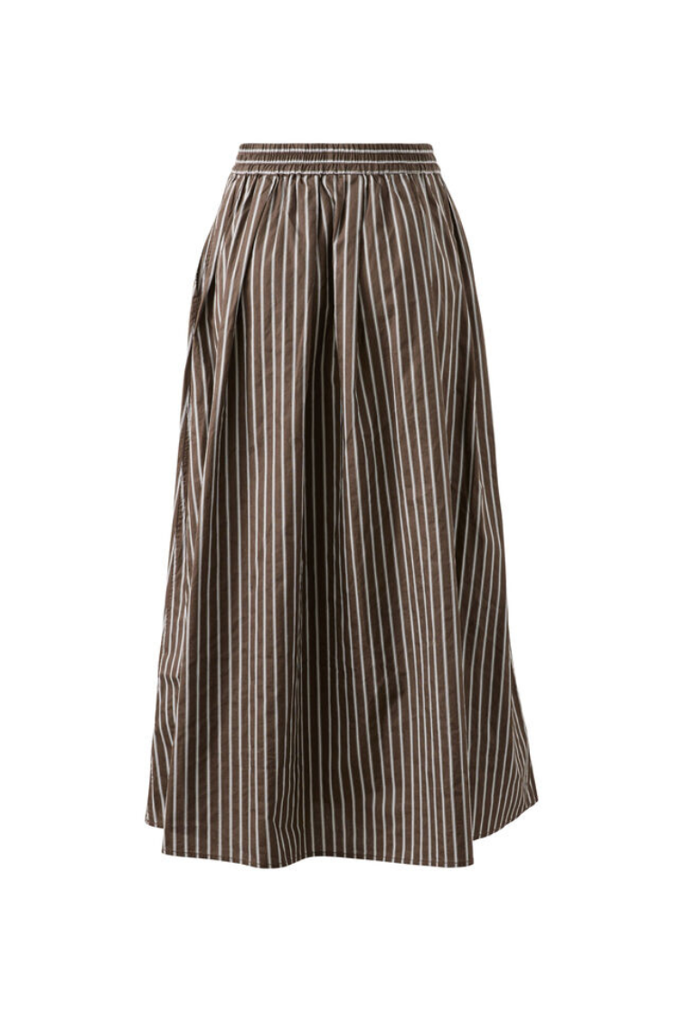 Florence Maxi Skirt | Chocolate/ White Stripe