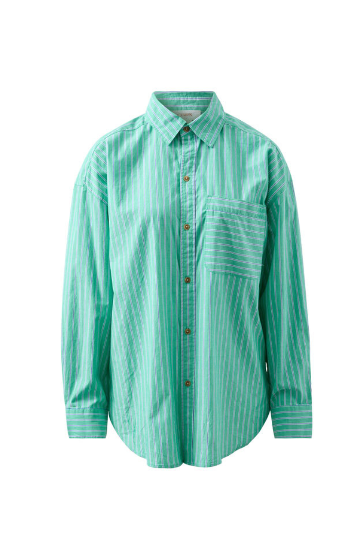Peta Oversized Shirt | Zesty Green Triple Stripe