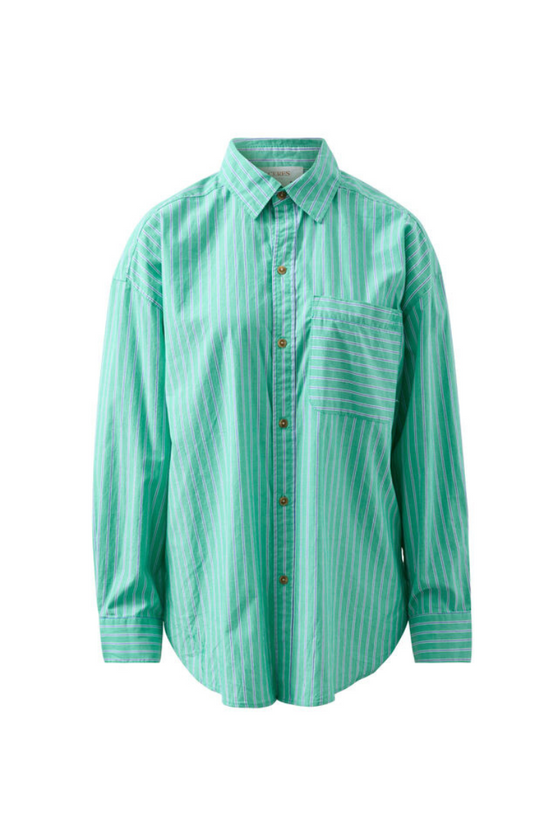 Peta Oversized Shirt | Zesty Green Triple Stripe