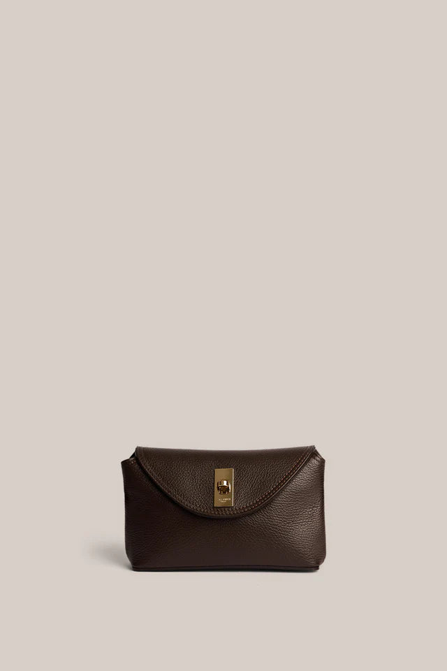 Sloane Mini Leather Crossbody Clutch | Chocolate