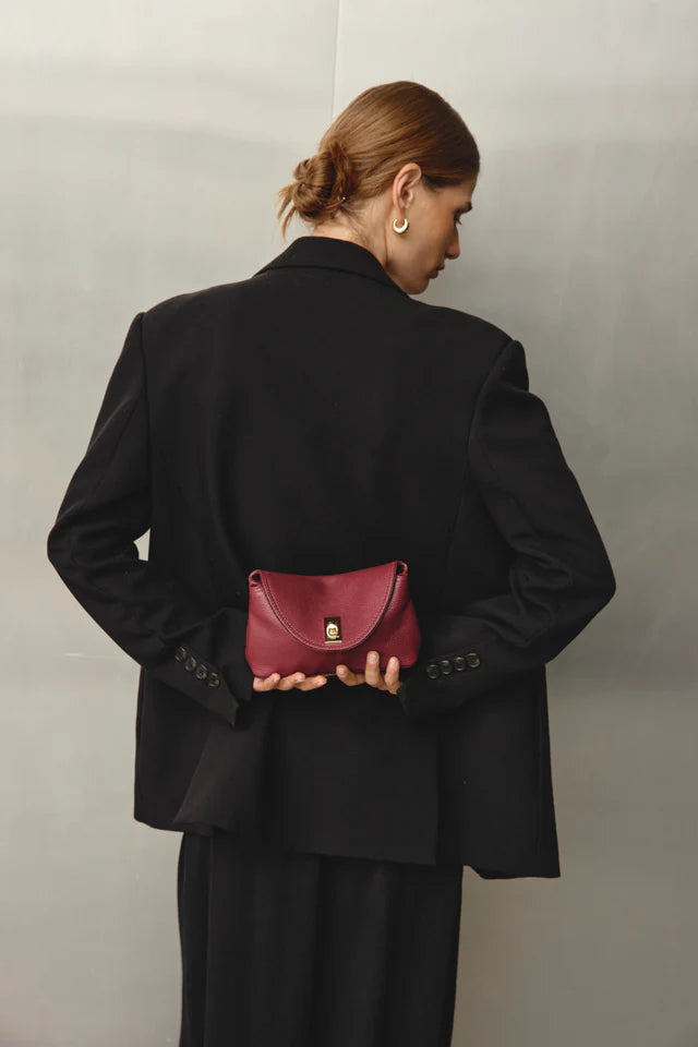 Sloane Mini Leather Crossbody Clutch | Bordeaux