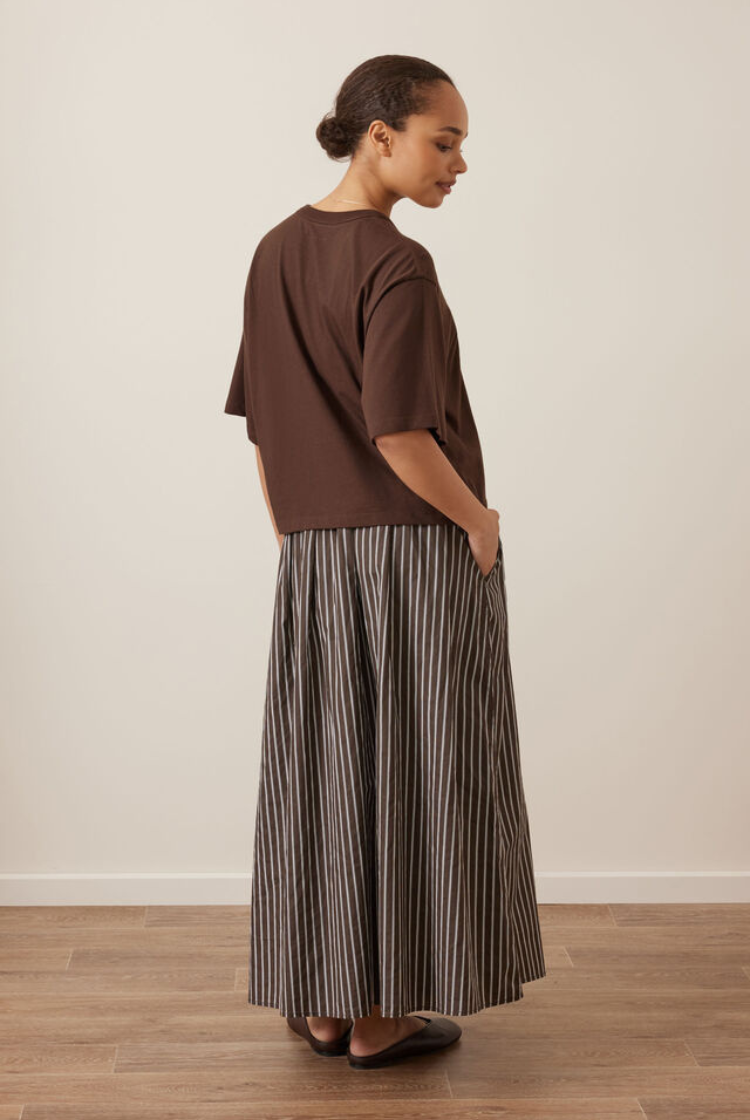 Florence Maxi Skirt | Chocolate/ White Stripe
