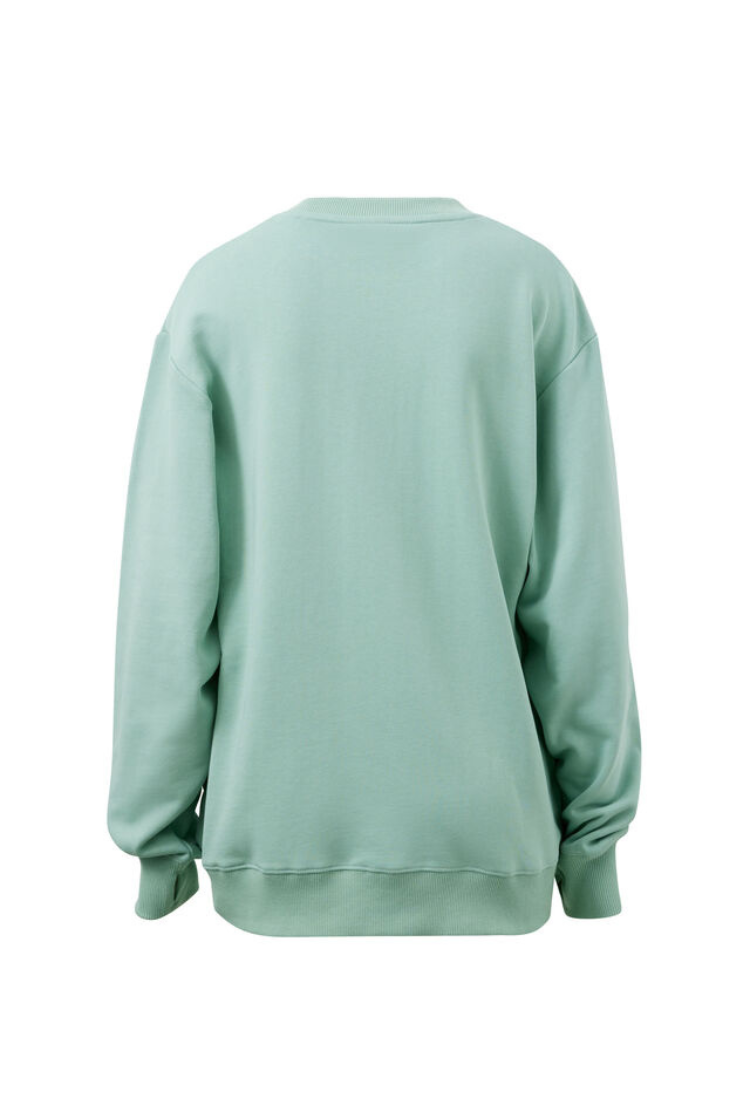 Isla Oversized Slouchy Crew | Seafoam/ Polo Blue Heritage Logo