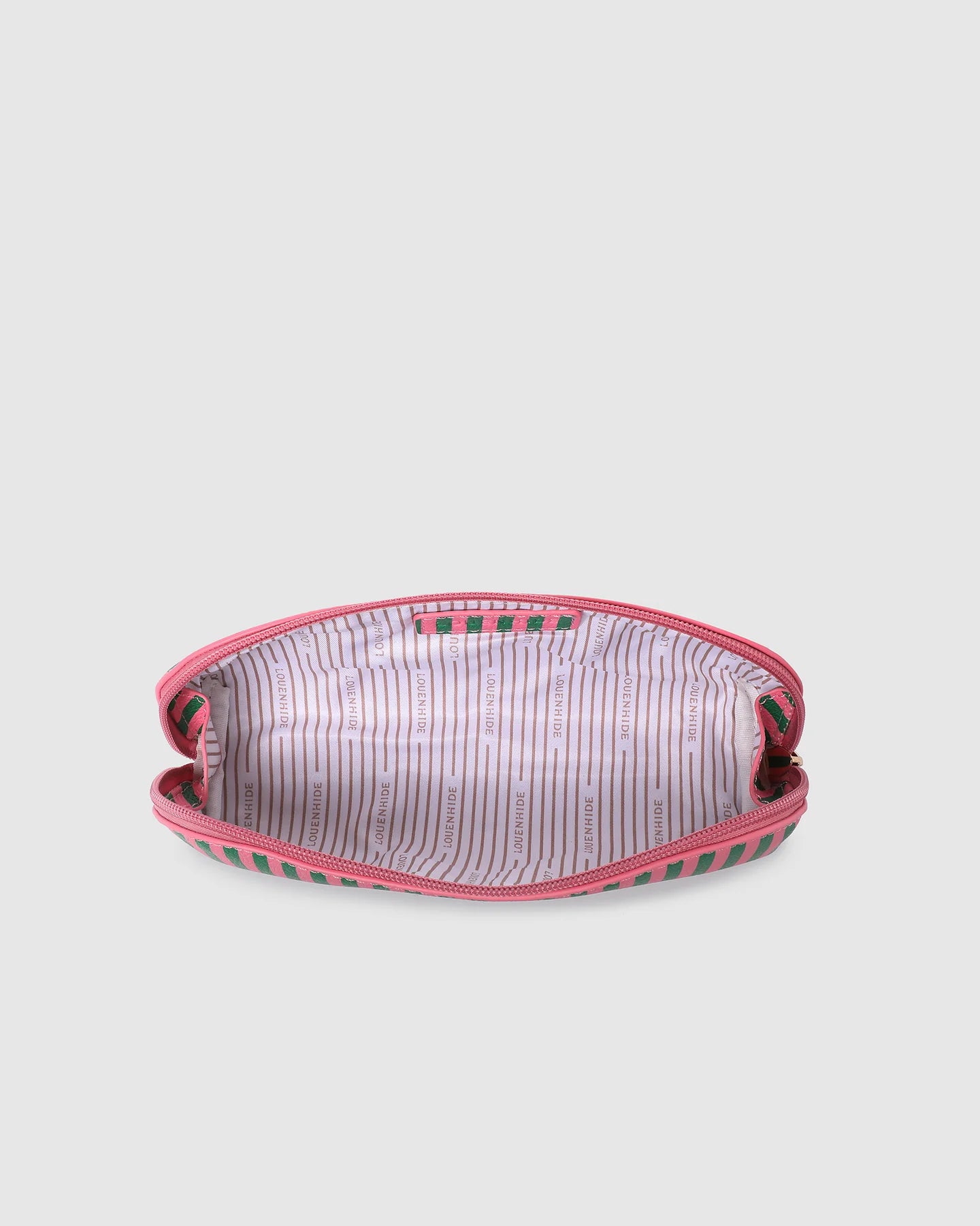Jayne Stripe Makeup Bag | Green / Bubblegum