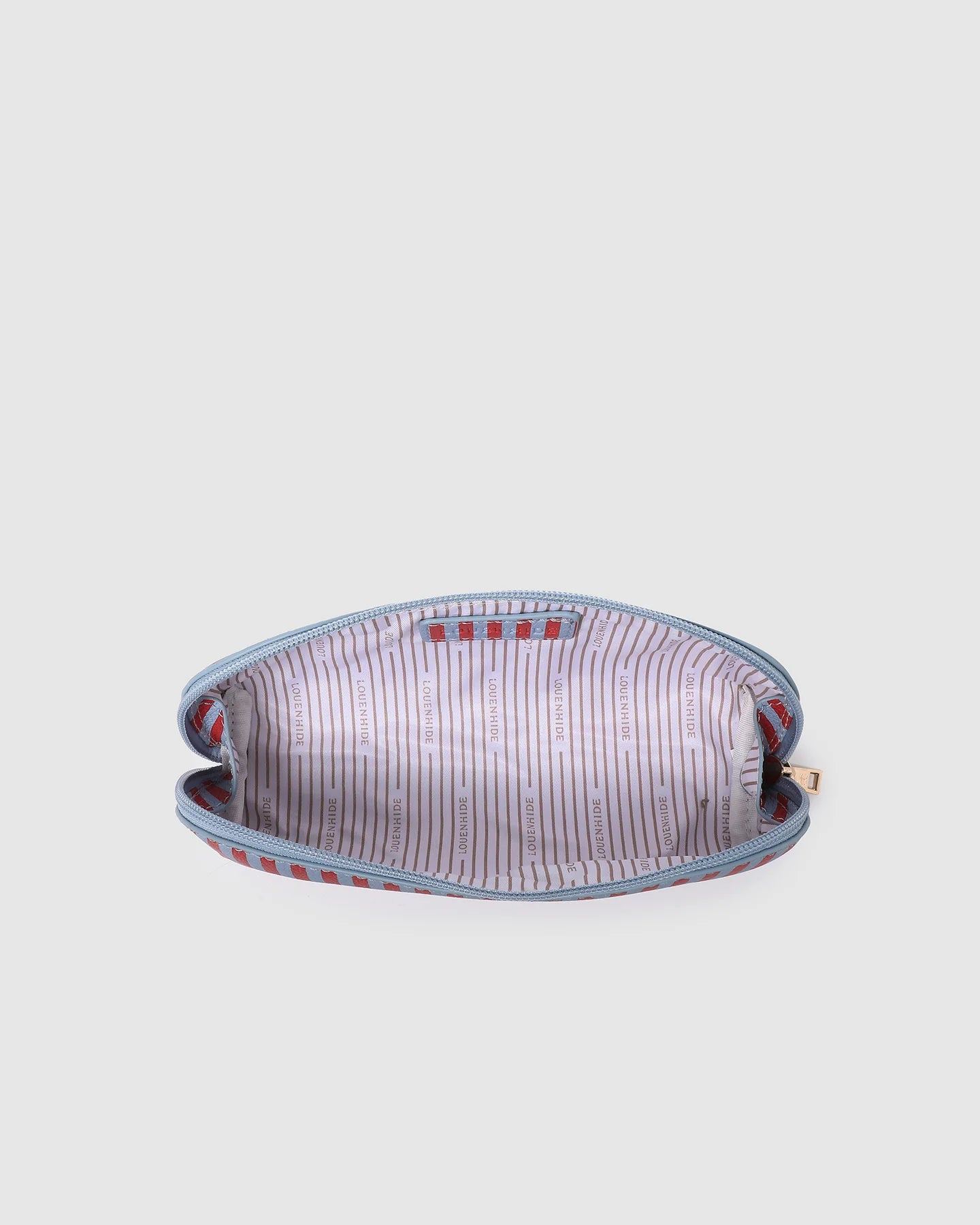 Jayne Stripe Makeup Bag | Red / Sky Blue
