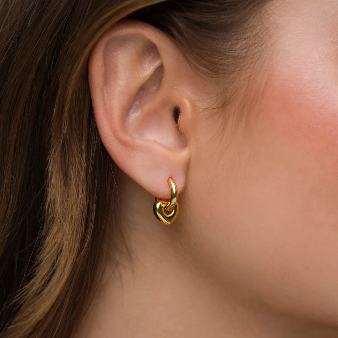 Mini Lisa Puffy Heart Earrings | Gold