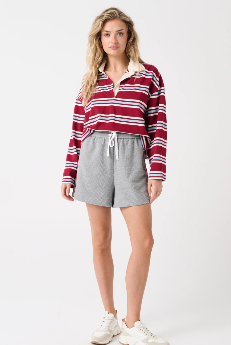 Alissa Rugby Tee | Raspberry Stripe