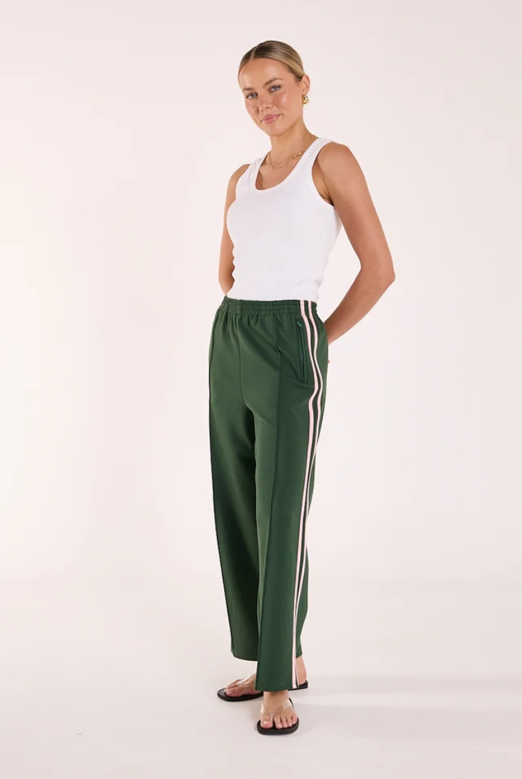 Noah Cropped Pant | Forest/ Pink Stripe