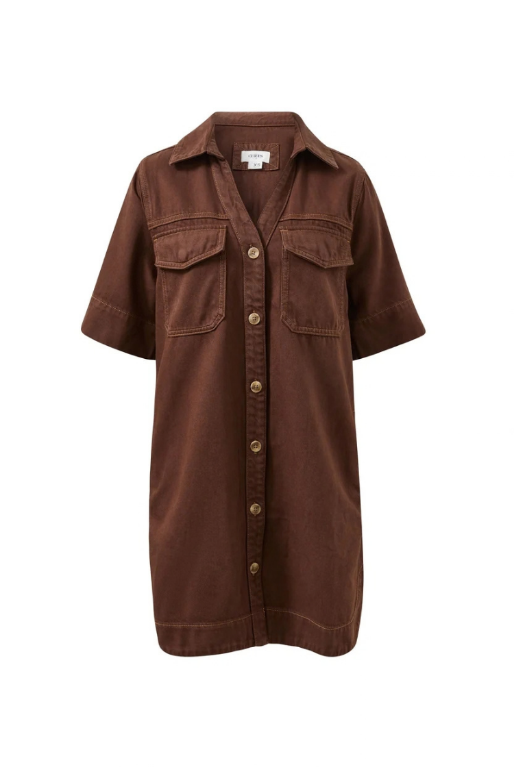 Bonnie Relaxed Shirt Dress | Chocolate