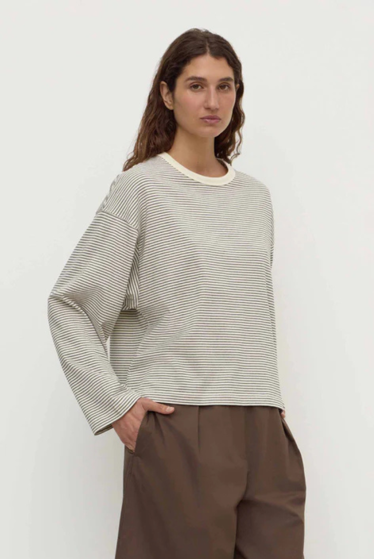 Malone Stripe Wide Sleeve Tee | Cream / Black