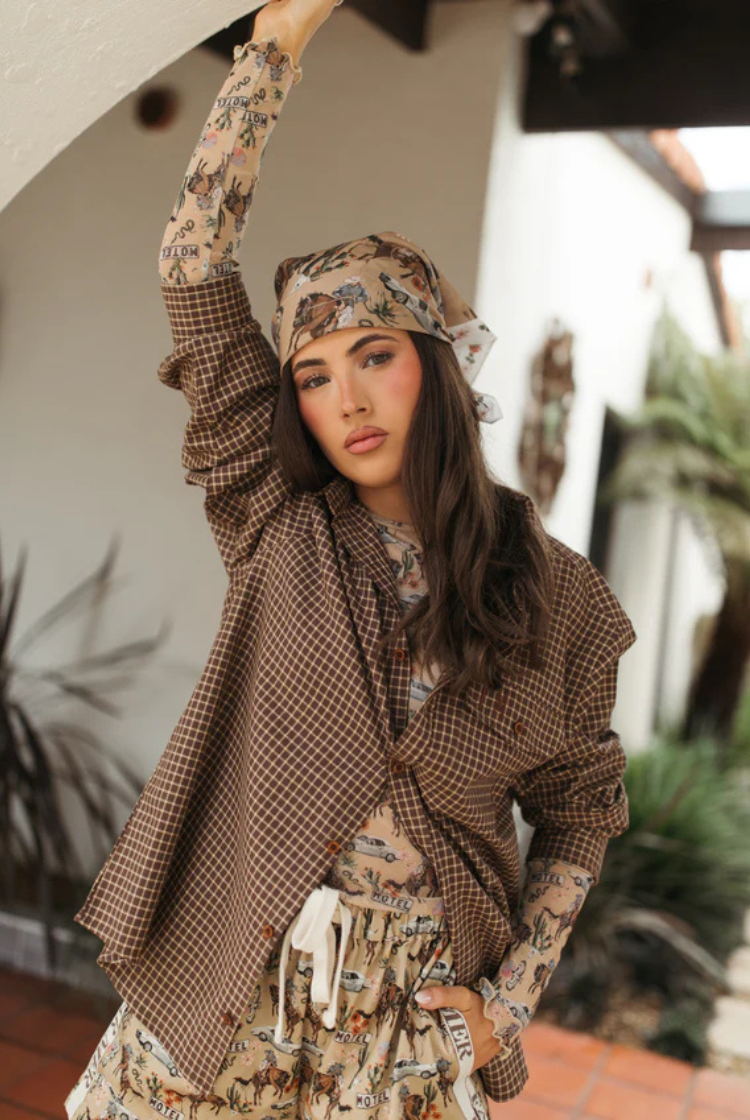 Cocky Plaid Boyfriend Button-Up