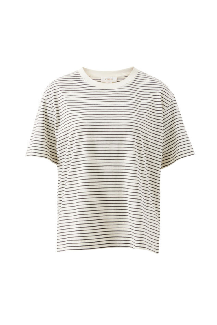 Stevie Slouchy Tee | Milk Phantom Stripe
