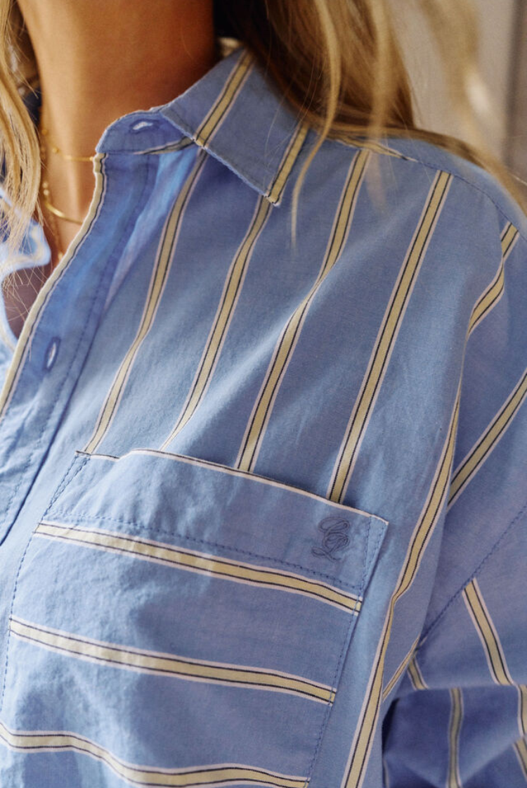 Peta Oversized Shirt | Bay Blue/ Butter Stripe