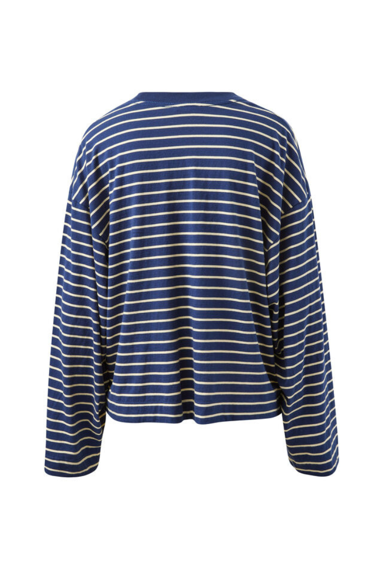 Beau Long Sleeve Slouchy Tee | Heritage Navy/ Marshmallow Stripe
