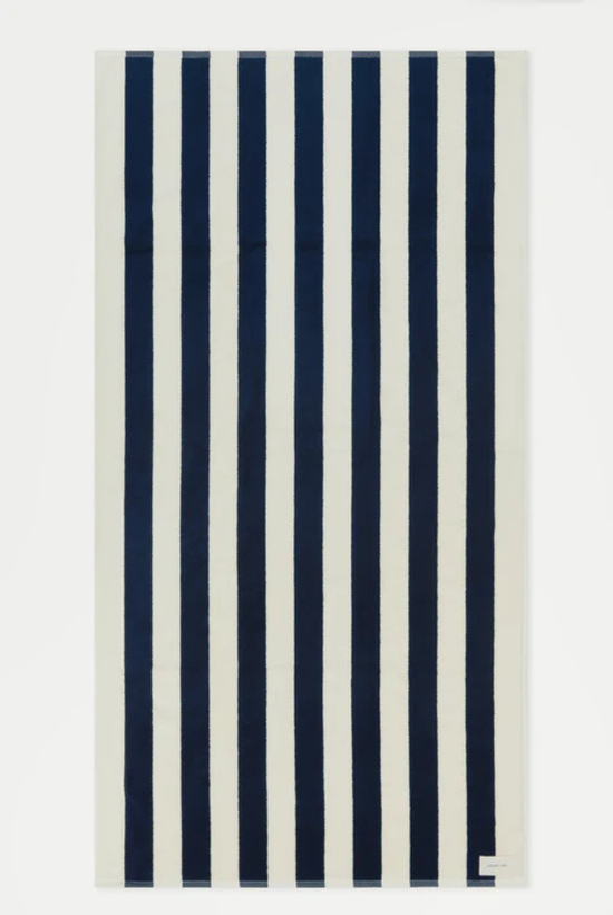 Signature Stripe Beach Towel | Navy/ Cream