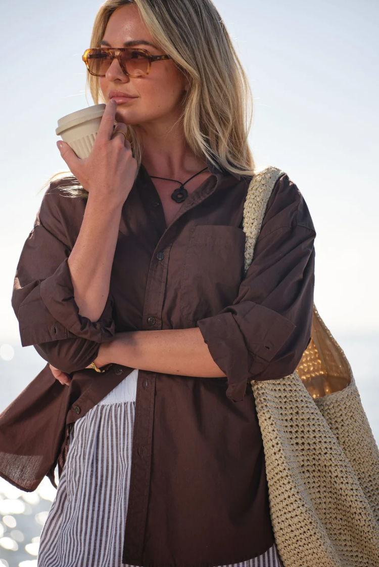 Peta Oversized Shirt | Chocolate
