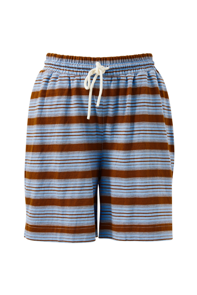 Marlowe Short | Sky Blue/ Toffee Stripe