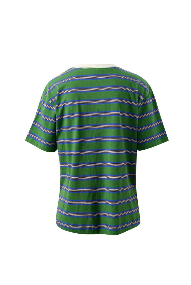 Stevie Slouchy Tee | Basil / Blue Stripe