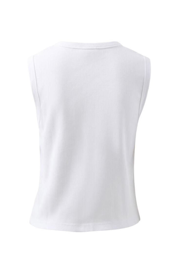 Lyla Button Through Rib Tank | White