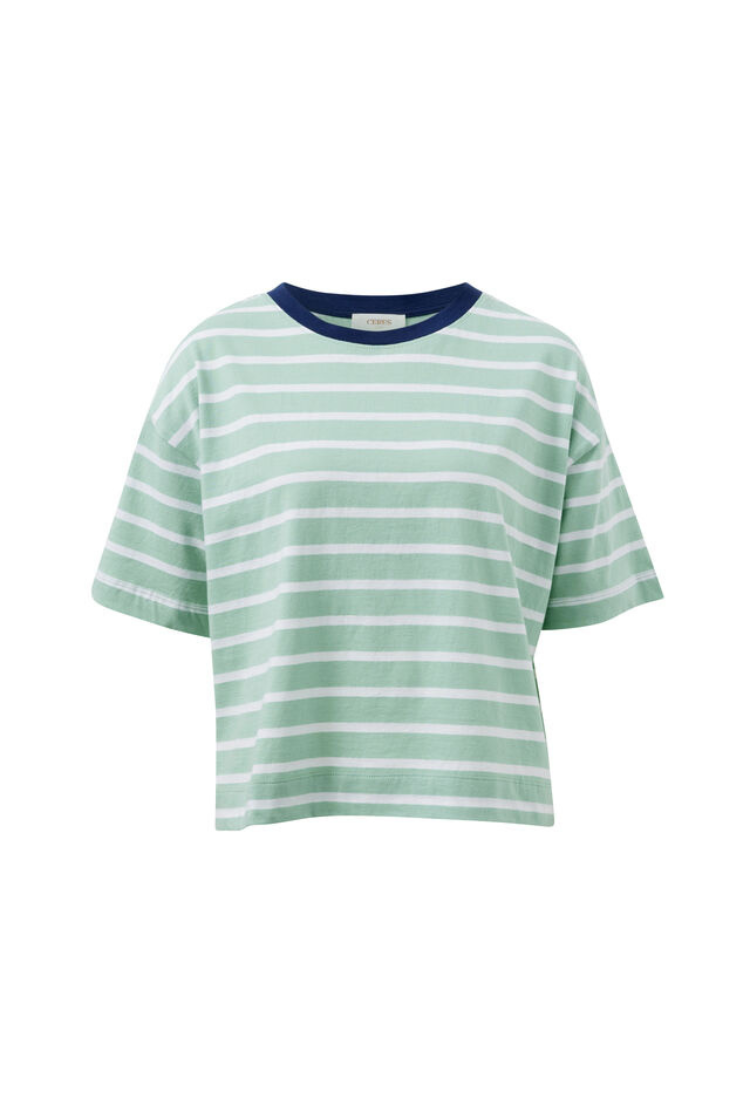 Brea Boxy Tee | Seafoam/ White Stripe