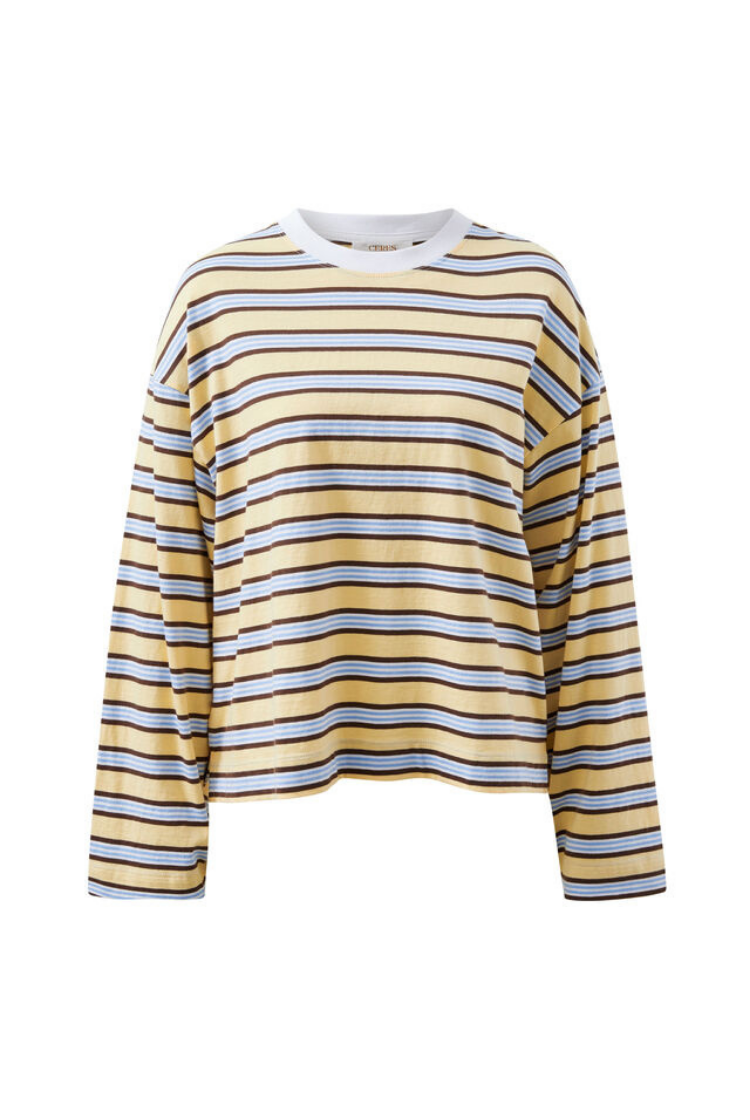 Beau Long Sleeve Slouchy Tee | New Butter Brunette Stripe