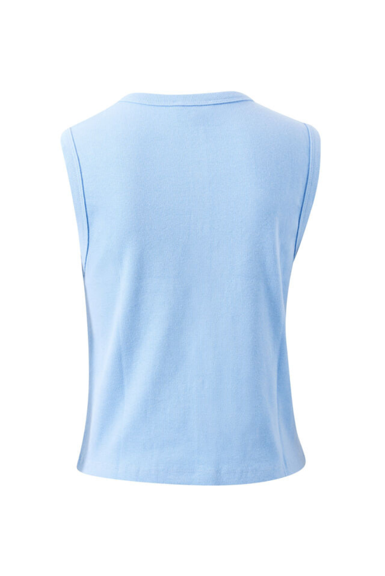 Lyla Button Through Rib Tank | Sky Blue