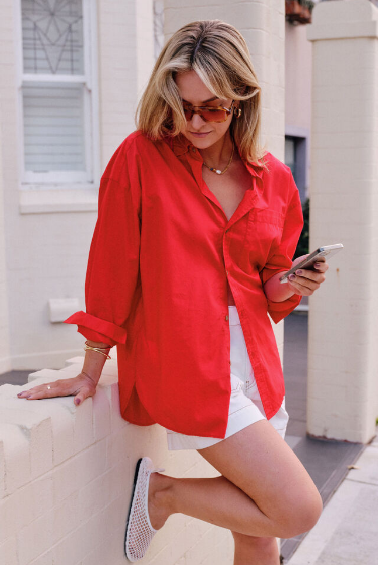 Peta Oversized Shirt | Heritage Red
